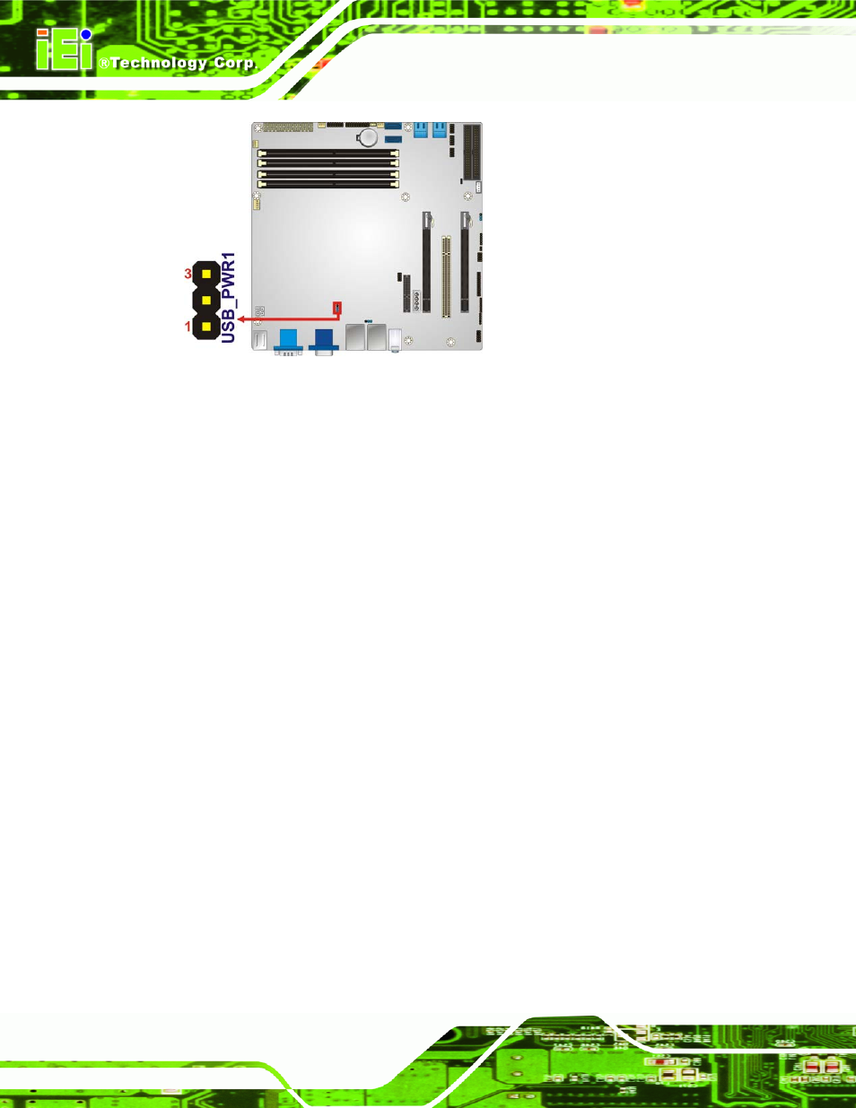 4 wake-on lan jumper, Figure 4-10: usb power select jumper location | IEI Integration IMB-C2060 v1.03 User Manual | Page 72 / 179