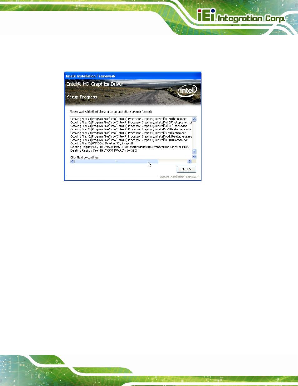 Figure 6-11: graphics driver setup operations | IEI Integration IMB-C2060 v2.00 User Manual | Page 139 / 183