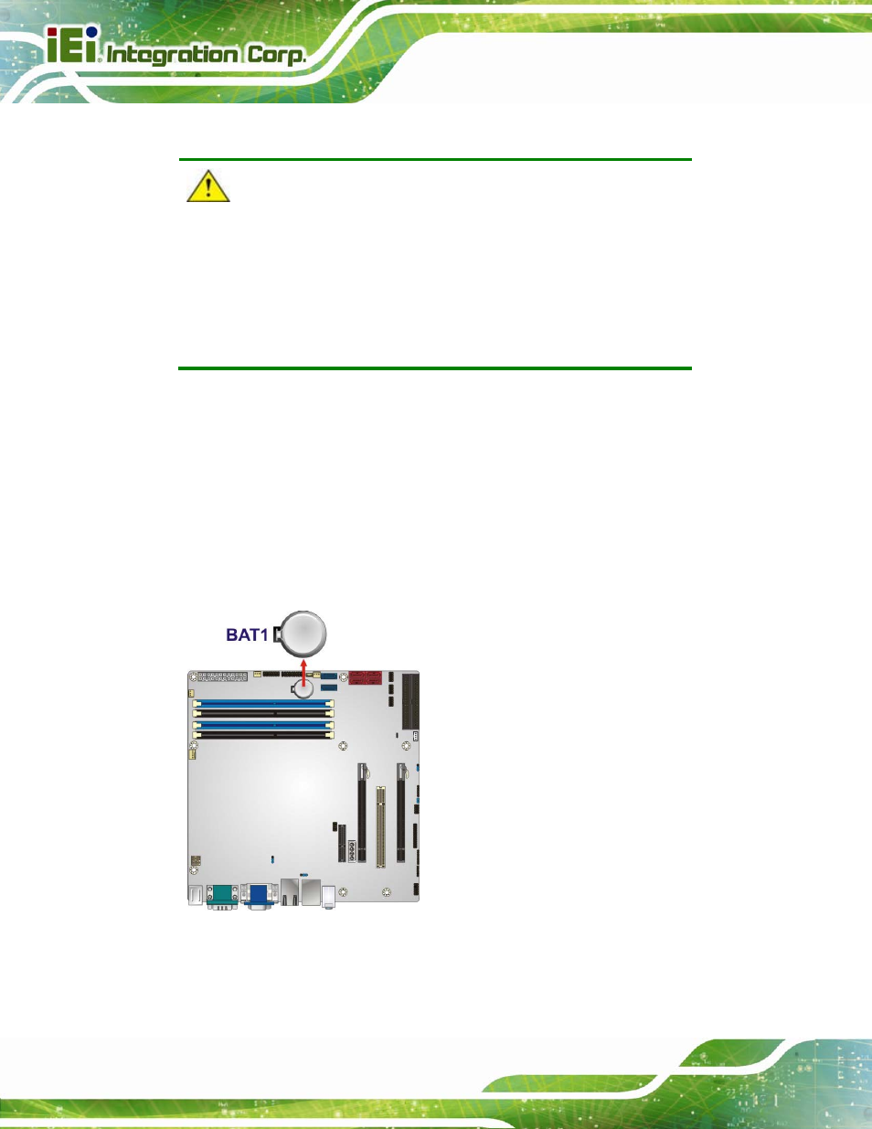 2 battery connector, Figure 3-3: battery connector location | IEI Integration IMB-C2060 v2.00 User Manual | Page 32 / 183
