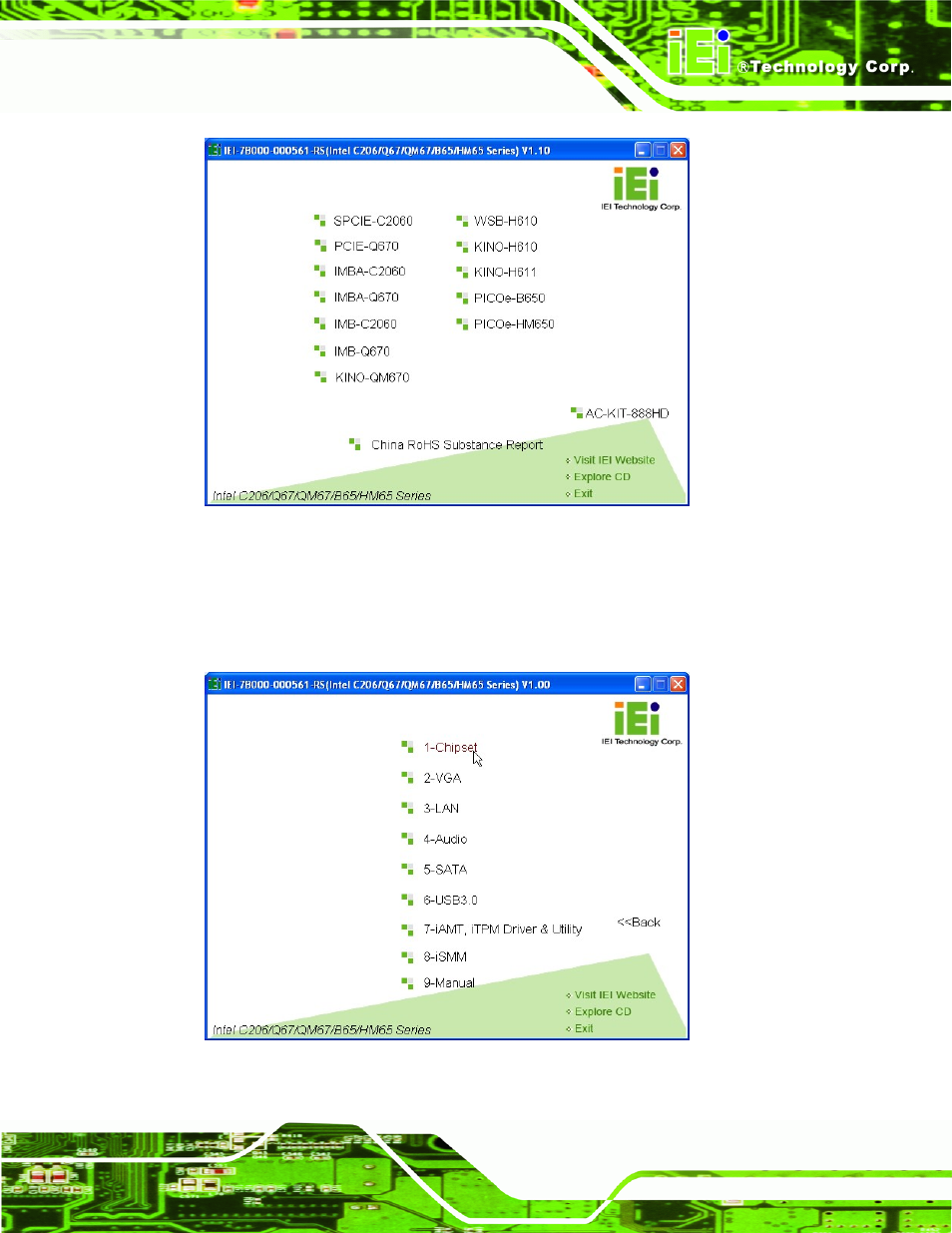 Figure 6-1: introduction screen, Figure 6-2: available drivers | IEI Integration IMB-Q670 v2.00 User Manual | Page 133 / 180