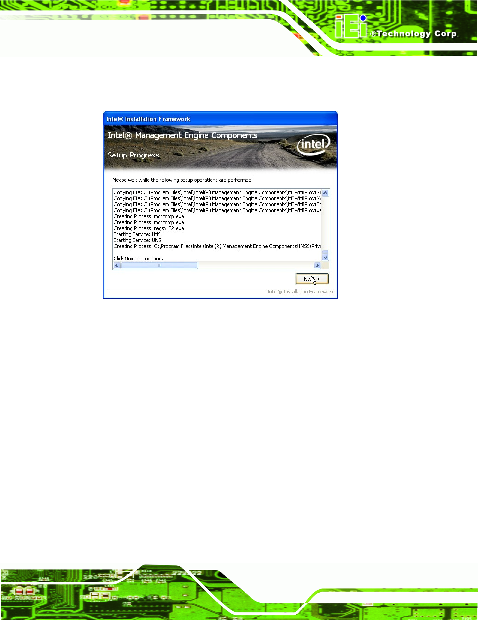 Figure 6-31: intel® me driver setup operations | IEI Integration IMB-Q670 v2.00 User Manual | Page 153 / 180