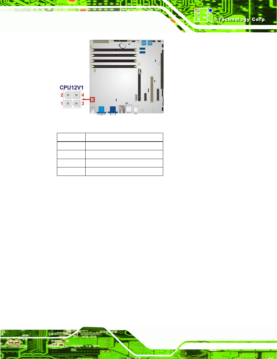 5 digital i/o connector, Figure 3-5: cpu power connector location, Table 3-6: cpu power connector pinouts | IEI Integration IMB-Q670 v2.00 User Manual | Page 35 / 180