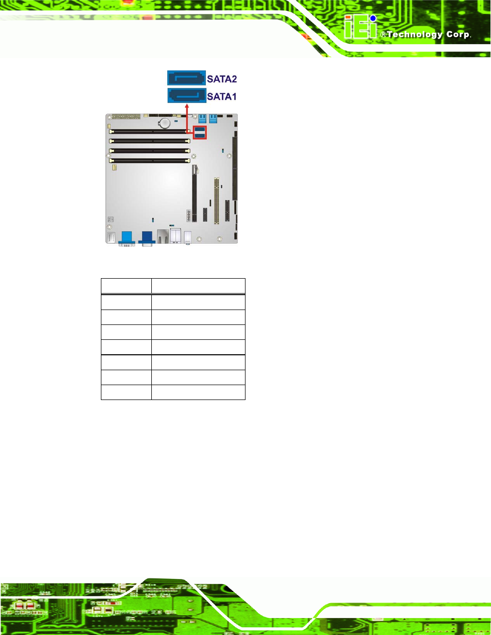 15 serial port connector, rs-422/485, Figure 3-15: sata 6gb/s drive connector location, Table 3-15: sata 6gb/s drive connector pinouts | IEI Integration IMB-Q670 v2.00 User Manual | Page 45 / 180