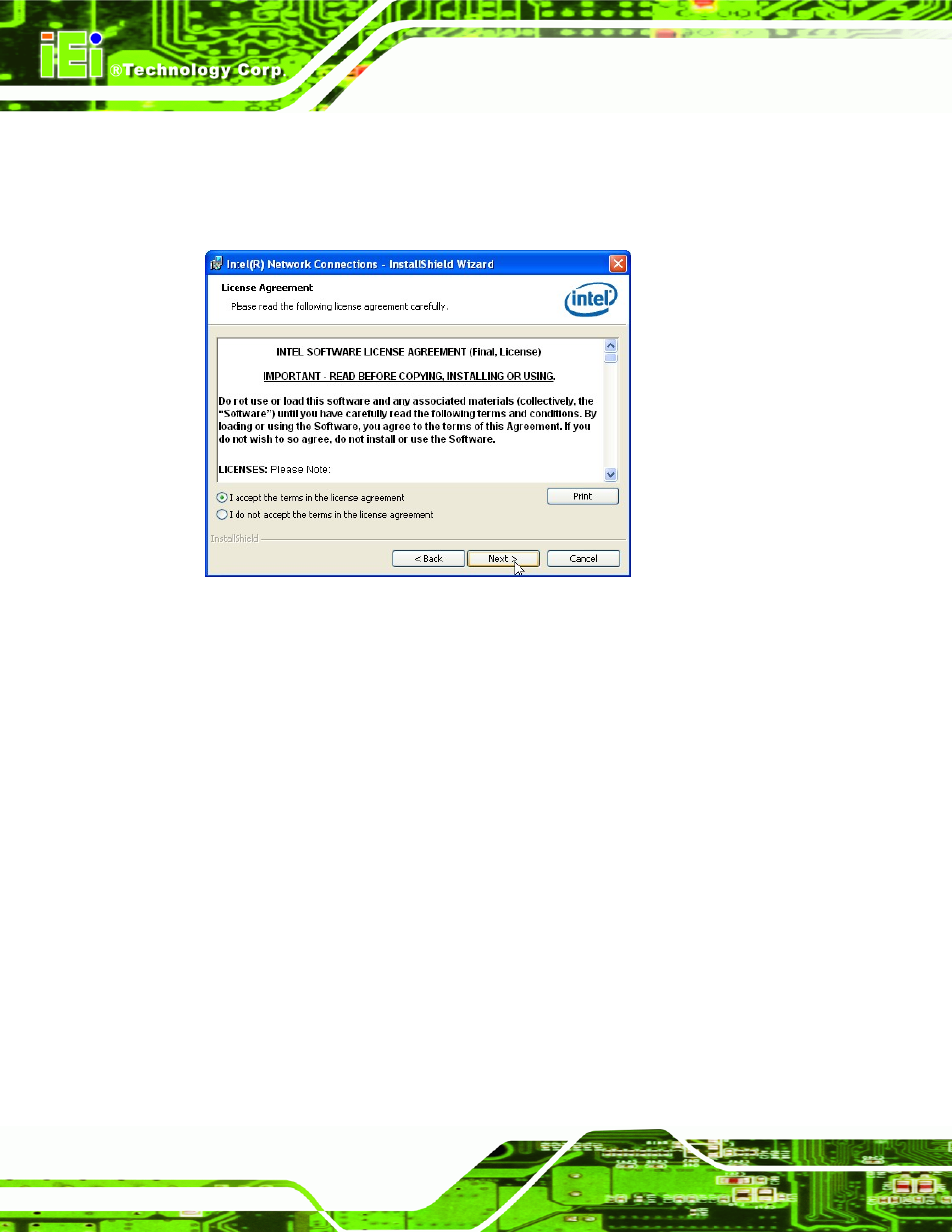 Figure 6-15: lan driver license agreement | IEI Integration IMB-Q670 v1.03 User Manual | Page 142 / 180