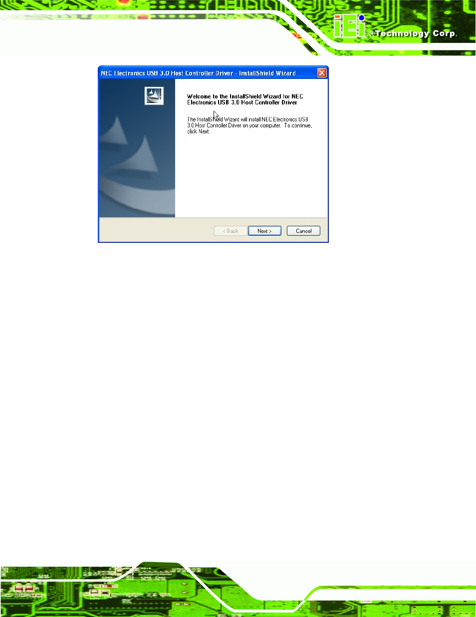 Figure 6-23: usb 3.0 driver welcome screen | IEI Integration IMB-Q670 v1.03 User Manual | Page 147 / 180