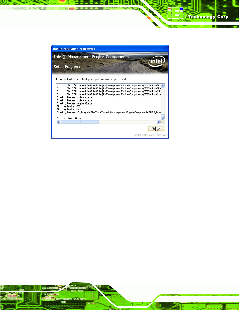 Figure 6-31: intel® me driver setup operations | IEI Integration IMB-Q670 v1.03 User Manual | Page 153 / 180