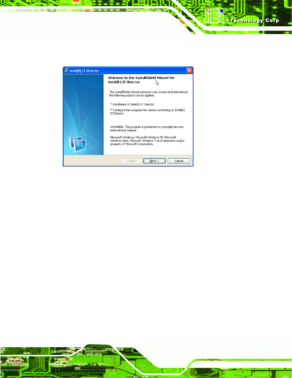 Figure 6-33: it director welcome screen | IEI Integration IMB-Q670 v1.03 User Manual | Page 155 / 180
