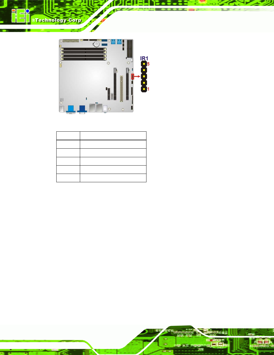10 memory card slot, Figure 3-10: infrared connector location, Table 3-11: infrared connector pinouts | IEI Integration IMB-Q670 v1.03 User Manual | Page 40 / 180