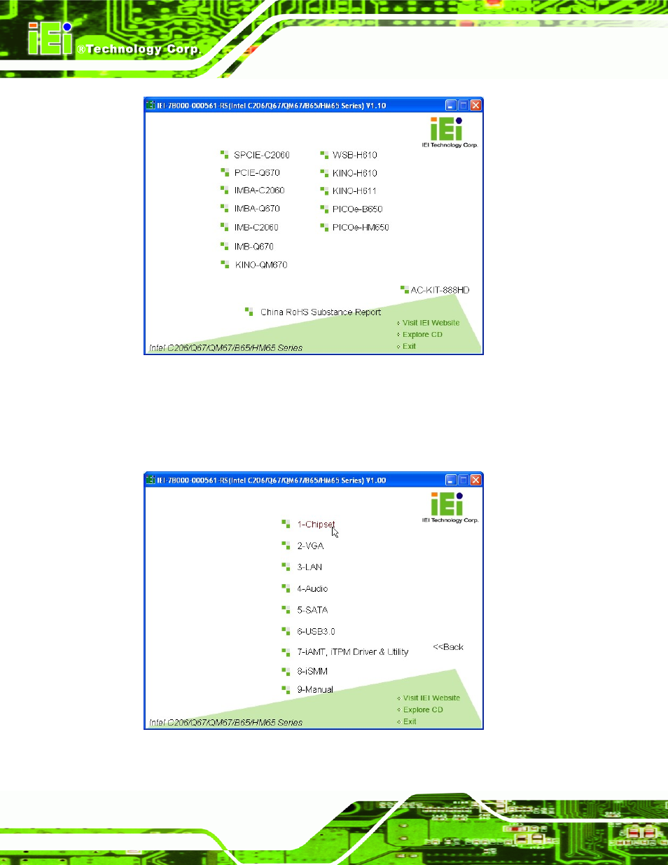 Figure 6-1: introduction screen, Figure 6-2: available drivers | IEI Integration IMB-Q670 v2.01 User Manual | Page 132 / 179