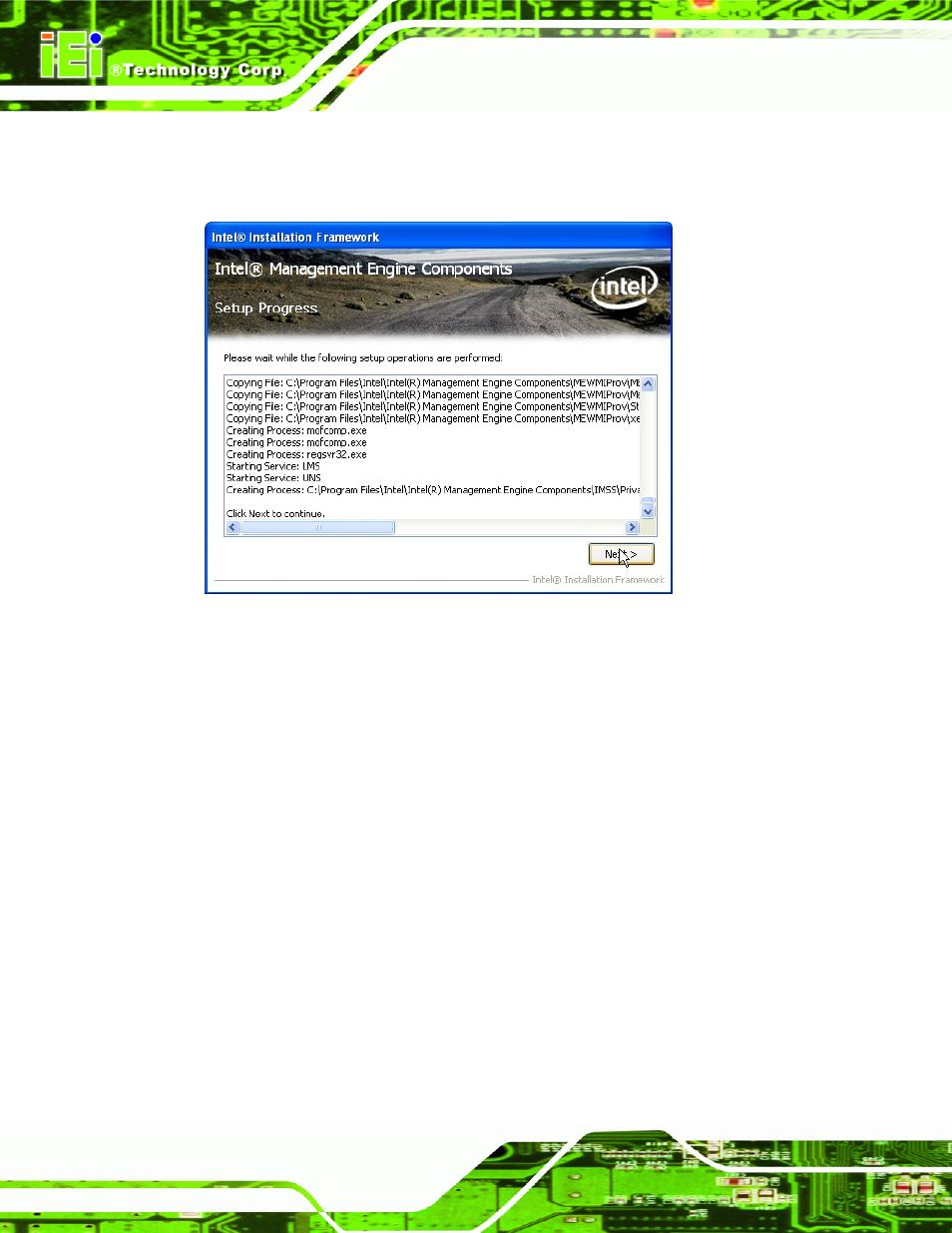 Figure 6-31: intel® me driver setup operations | IEI Integration IMB-Q670 v2.01 User Manual | Page 152 / 179
