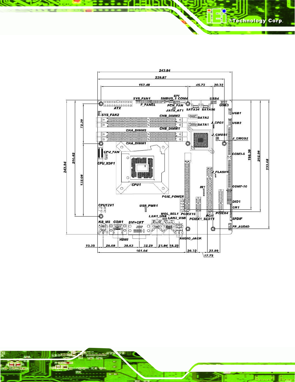 5 dimensions, Imensions, Figure 1-3: imb-q670 dimensions (mm) | IEI Integration IMB-Q670 v2.01 User Manual | Page 19 / 179