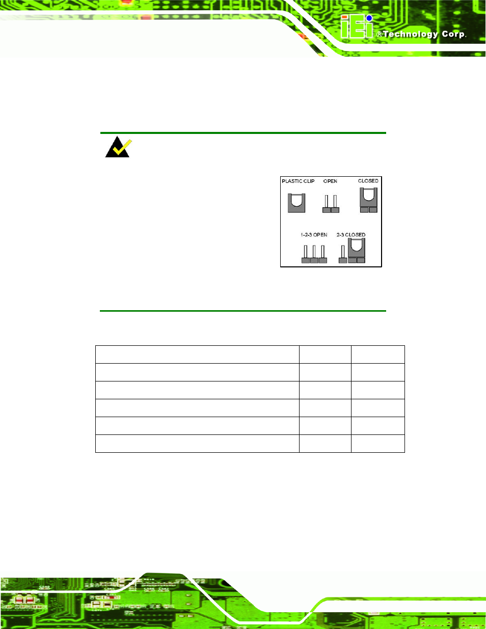 3 jumper settings, 1 at/atx power mode jumper (by active hardware), Umper | Ettings, Table 4-1: jumpers | IEI Integration IMB-Q670 v2.01 User Manual | Page 69 / 179