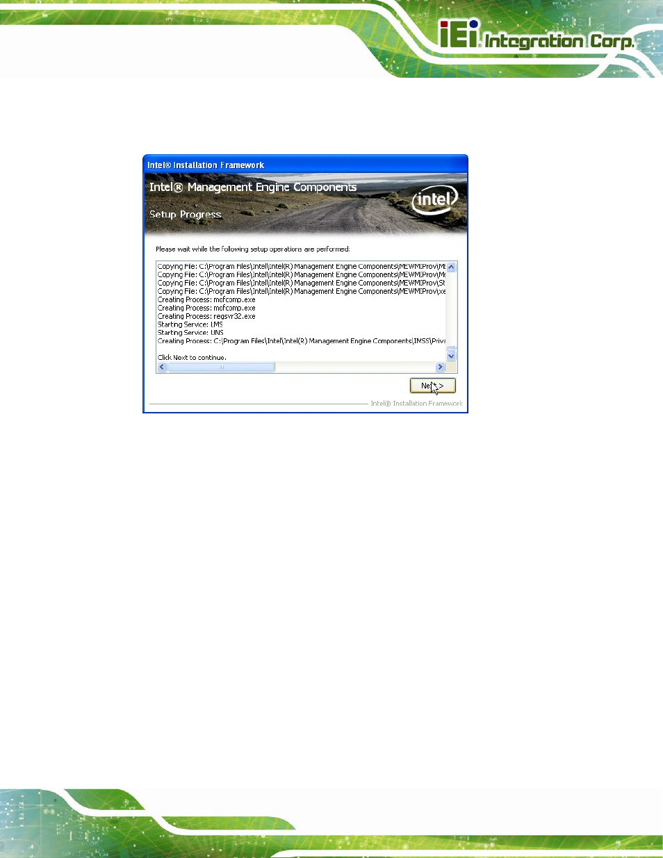 Figure 6-30: intel® me driver setup operations | IEI Integration IMB-Q670 v3.01 User Manual | Page 153 / 184