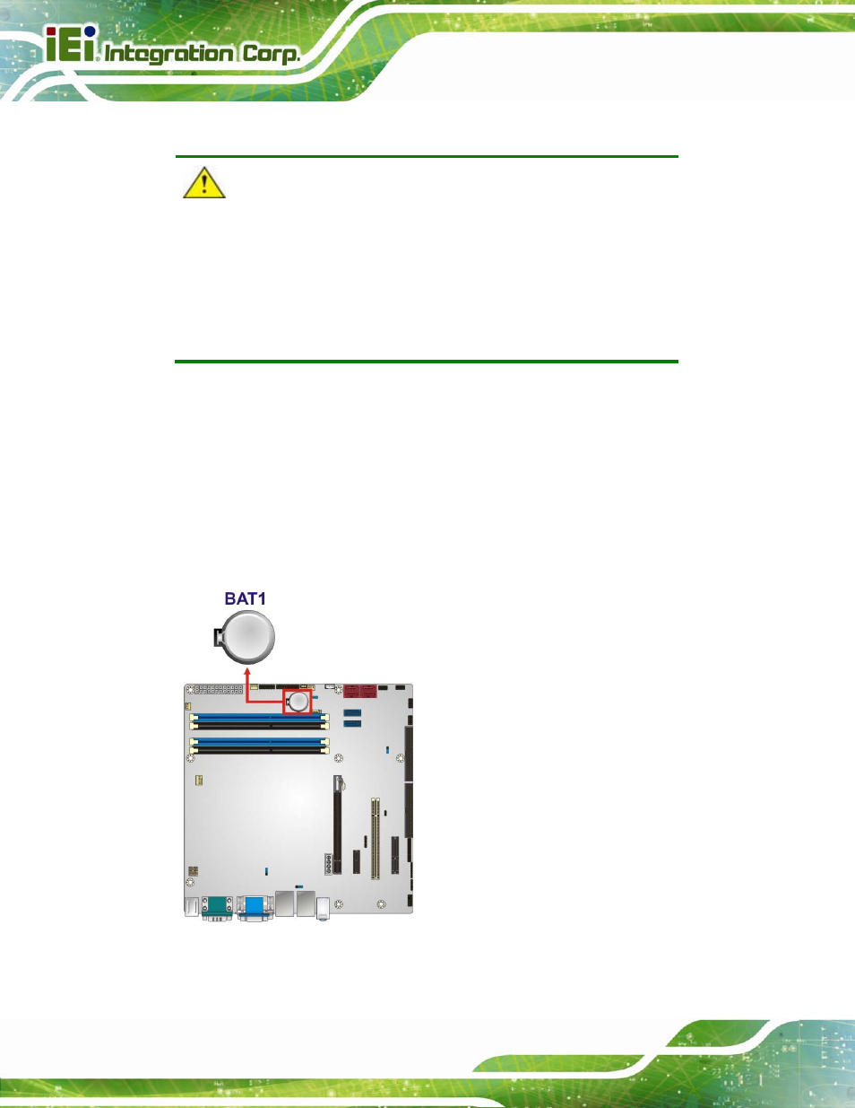 2 battery connector, Figure 3-3: battery connector location | IEI Integration IMB-Q670 v3.01 User Manual | Page 34 / 184