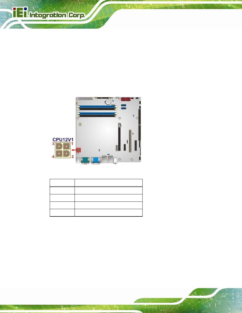 4 cpu power connector, 5 digital i/o connector, Figure 3-5: cpu power connector location | Table 3-6: cpu power connector pinouts | IEI Integration IMB-Q670 v3.01 User Manual | Page 36 / 184