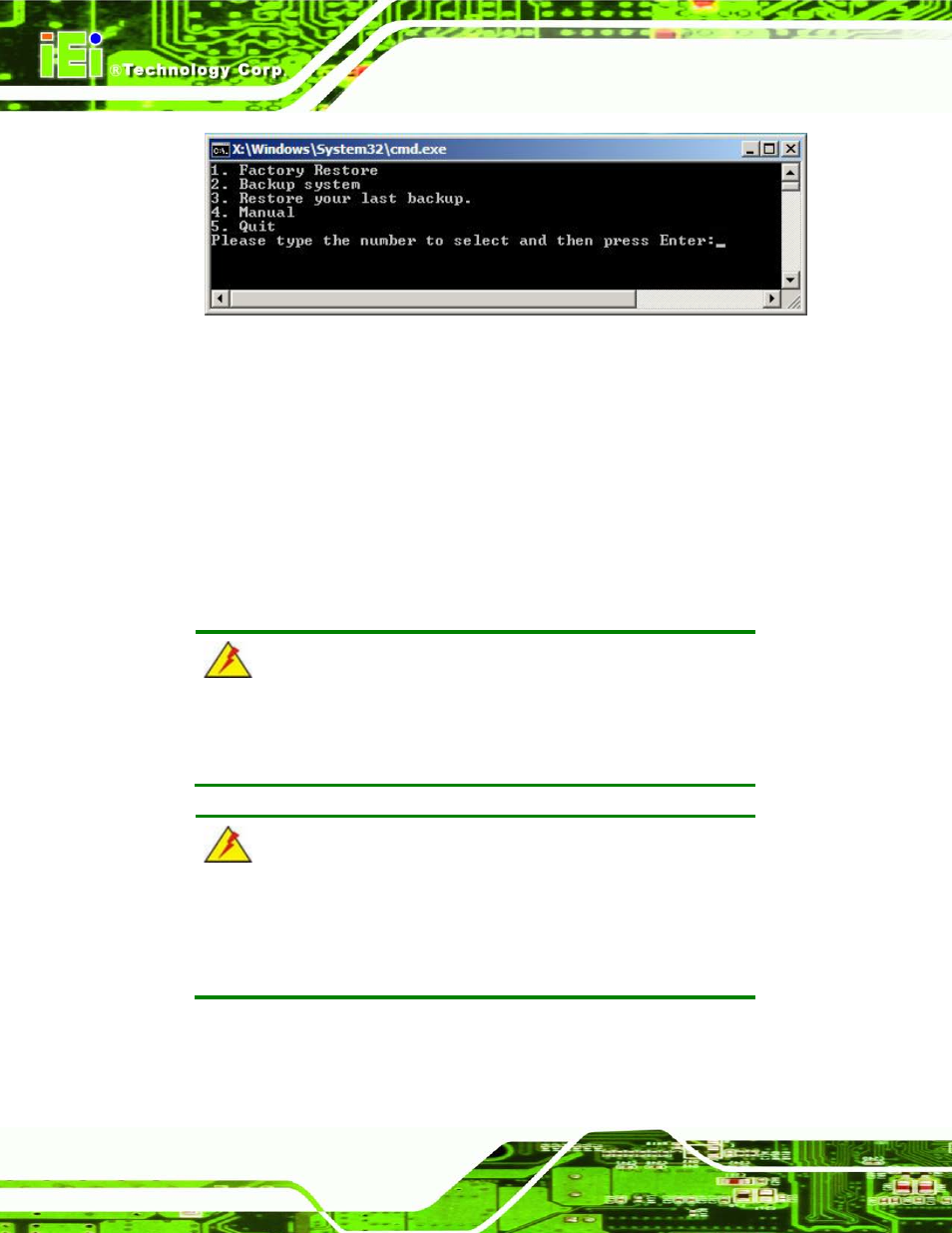 Figure b-26: recovery tool main menu | IEI Integration IMB-H610A User Manual | Page 169 / 192