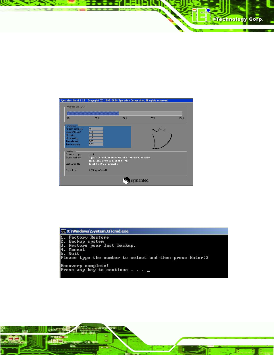 B.4.3 restore your last backup, Figure b-31: restore backup, Figure b-32: restore system backup complete window | IEI Integration IMB-H610A User Manual | Page 172 / 192