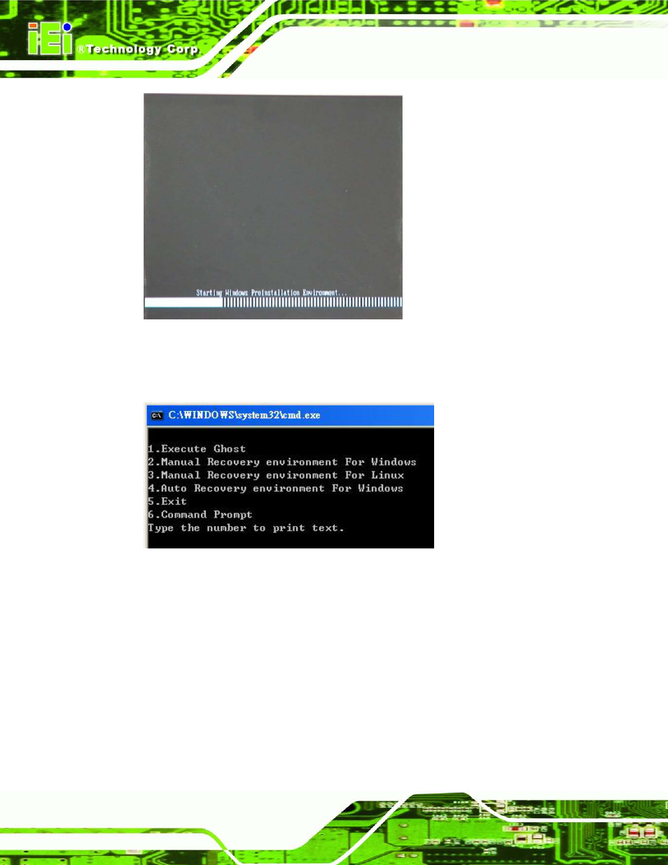 Figure b-2: launching the recovery tool, Figure b-3: recovery tool setup menu | IEI Integration IMB-H612A User Manual | Page 149 / 199