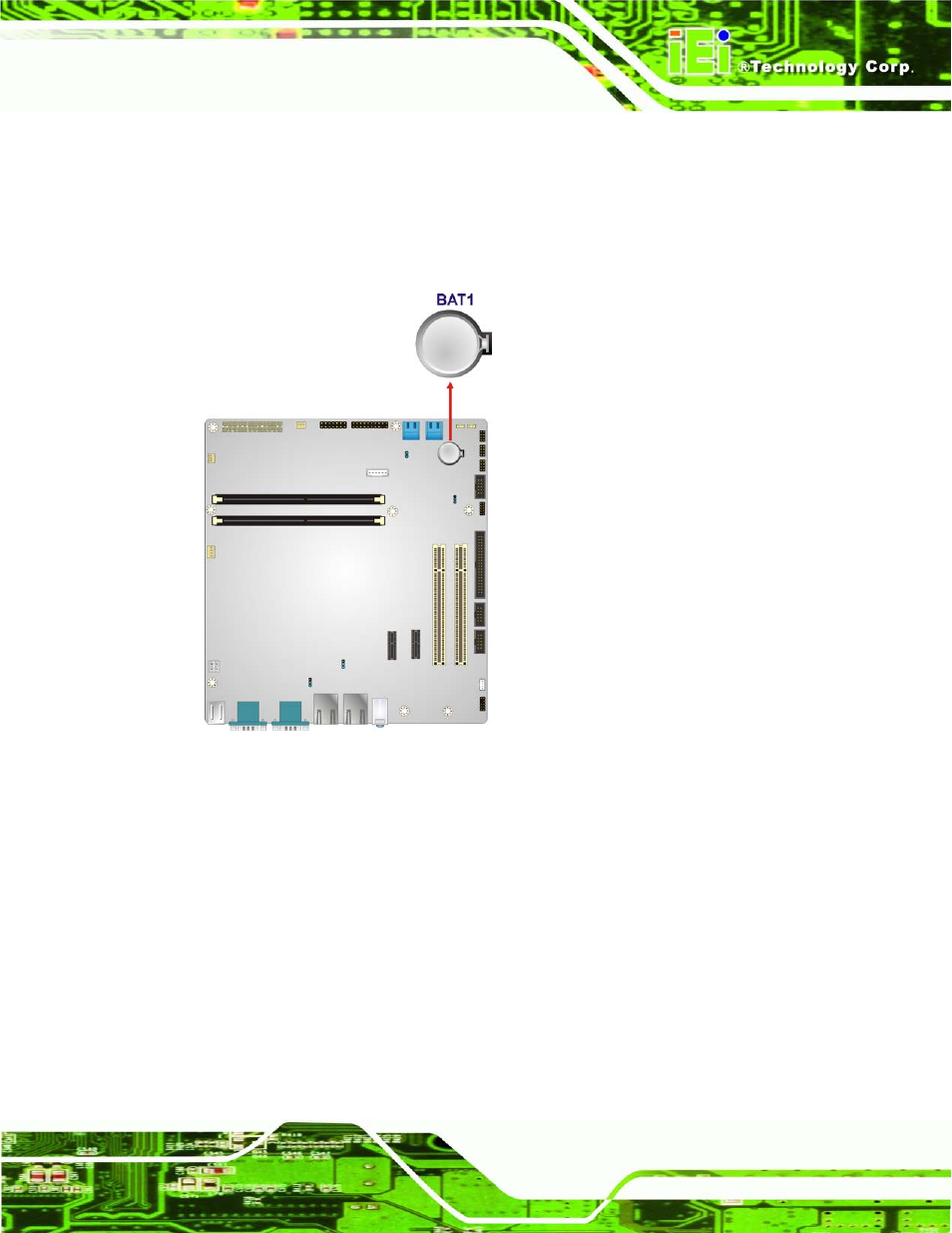 3 cpu fan connector, Figure 3-3: battery connector location | IEI Integration IMB-H612A User Manual | Page 34 / 199