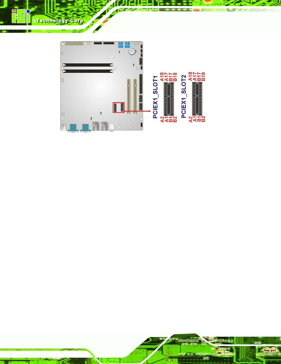 12 sata 3gb/s drive connectors, Figure 3-12: pcie x1 slot locations | IEI Integration IMB-H612A User Manual | Page 43 / 199