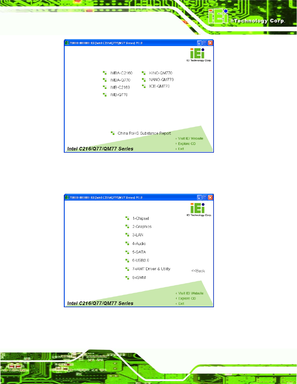 Figure 6-1: introduction screen, Figure 6-2: available drivers | IEI Integration IMB-Q770 User Manual | Page 135 / 212