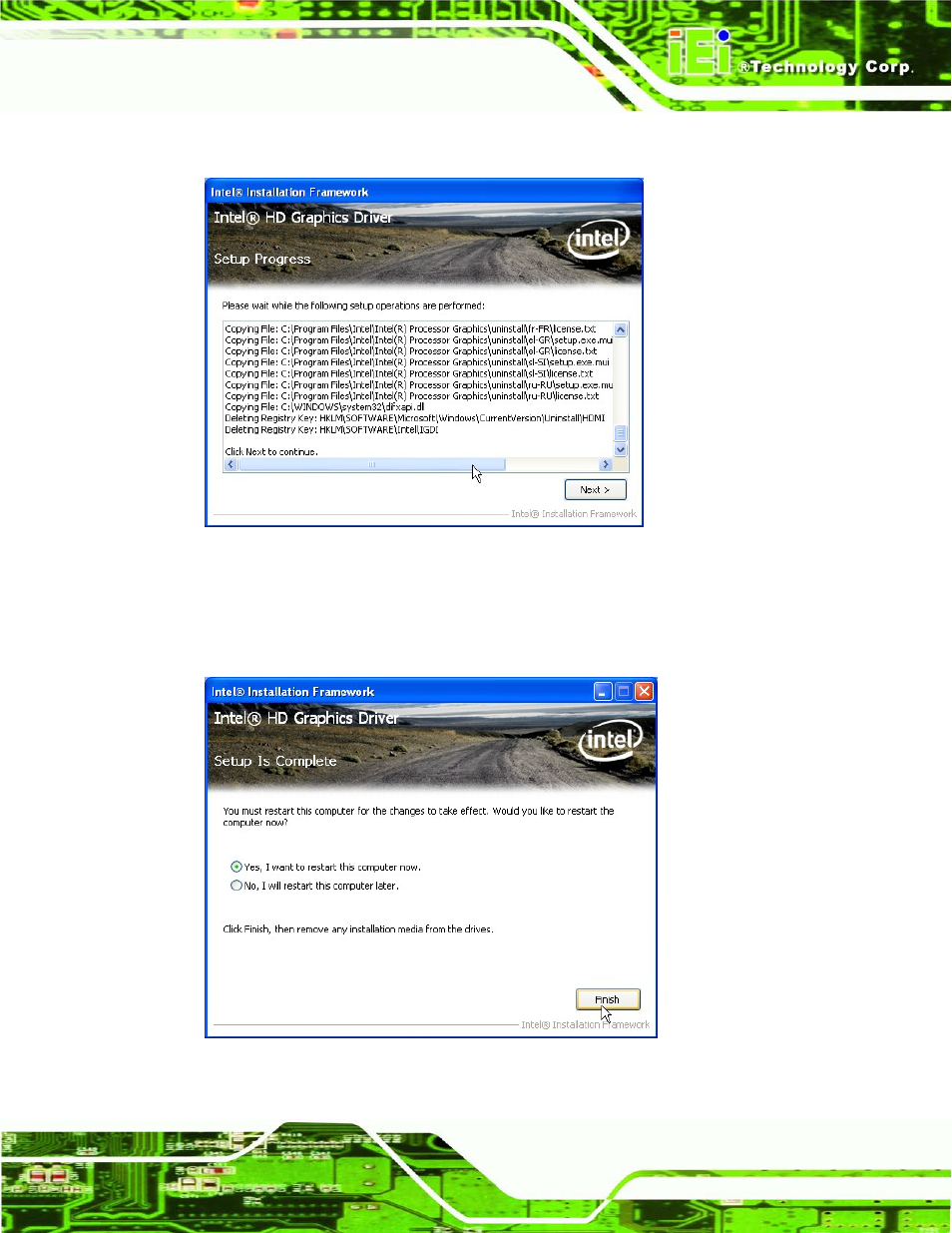 Figure 6-10: graphics driver setup operations | IEI Integration IMB-Q770 User Manual | Page 141 / 212