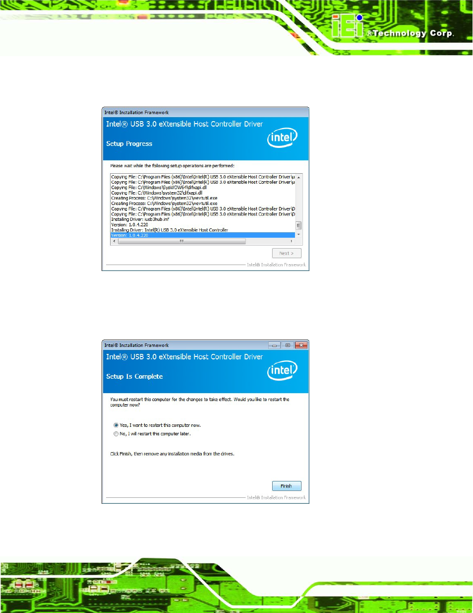 Figure 6-30: usb 3.0 driver setup operations | IEI Integration IMB-Q770 User Manual | Page 153 / 212