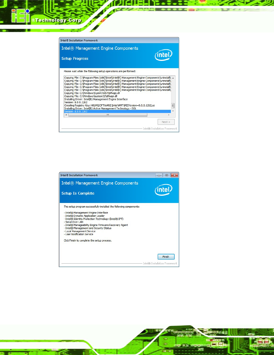 Figure 6-34: intel® me driver setup operations | IEI Integration IMB-Q770 User Manual | Page 156 / 212