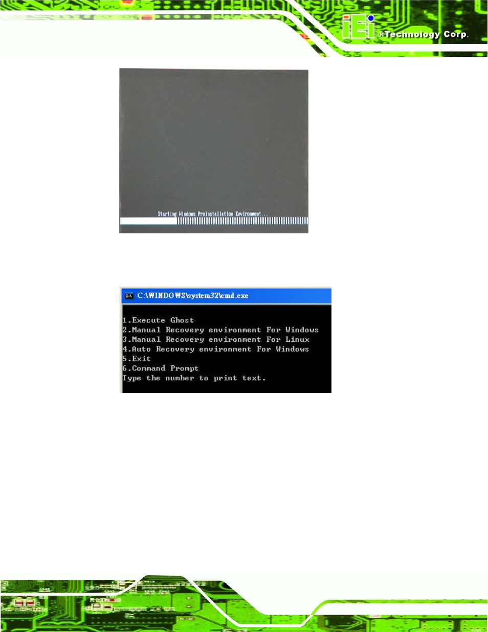 Figure b-2: launching the recovery tool, Figure b-3: recovery tool setup menu | IEI Integration IMB-Q770 User Manual | Page 167 / 212