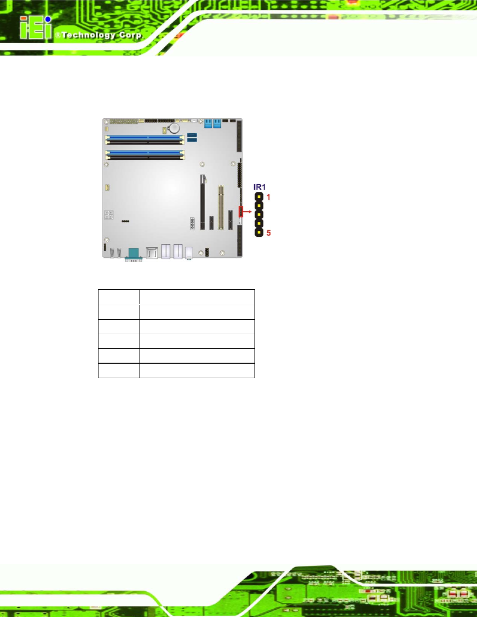 14 keyboard/mouse connector, Figure 3-14: infrared connector location, Table 3-14: infrared connector pinouts | IEI Integration IMB-Q770 User Manual | Page 46 / 212