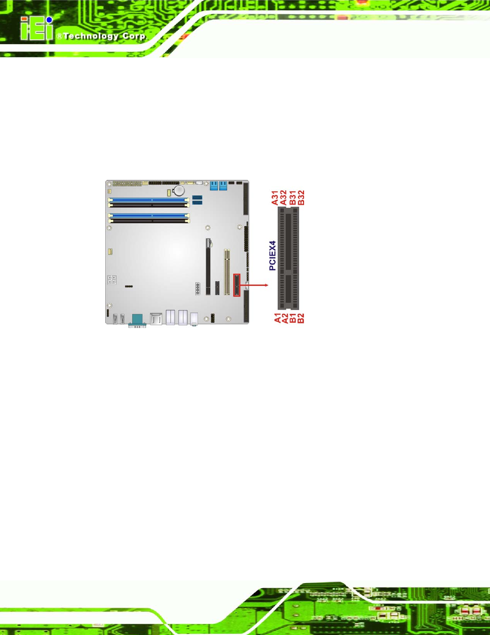 18 pcie x4 slot, 19 pcie x1 slot, Figure 3-19: pcie x4 slot locations | IEI Integration IMB-Q770 User Manual | Page 50 / 212