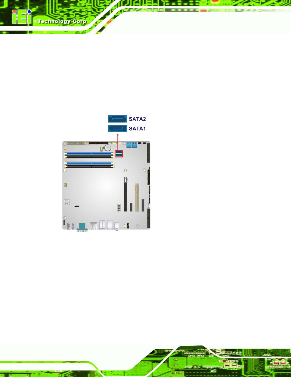 21 sata 6gb/s drive connectors, 22 serial port connector, rs-422/485, Figure 3-22: sata 6gb/s drive connector location | IEI Integration IMB-Q770 User Manual | Page 52 / 212