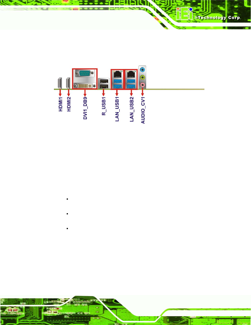 3 external peripheral interface connector panel, 1 audio connector, Xternal | Eripheral, Nterface, Onnector, Anel | IEI Integration IMB-Q770 User Manual | Page 59 / 212