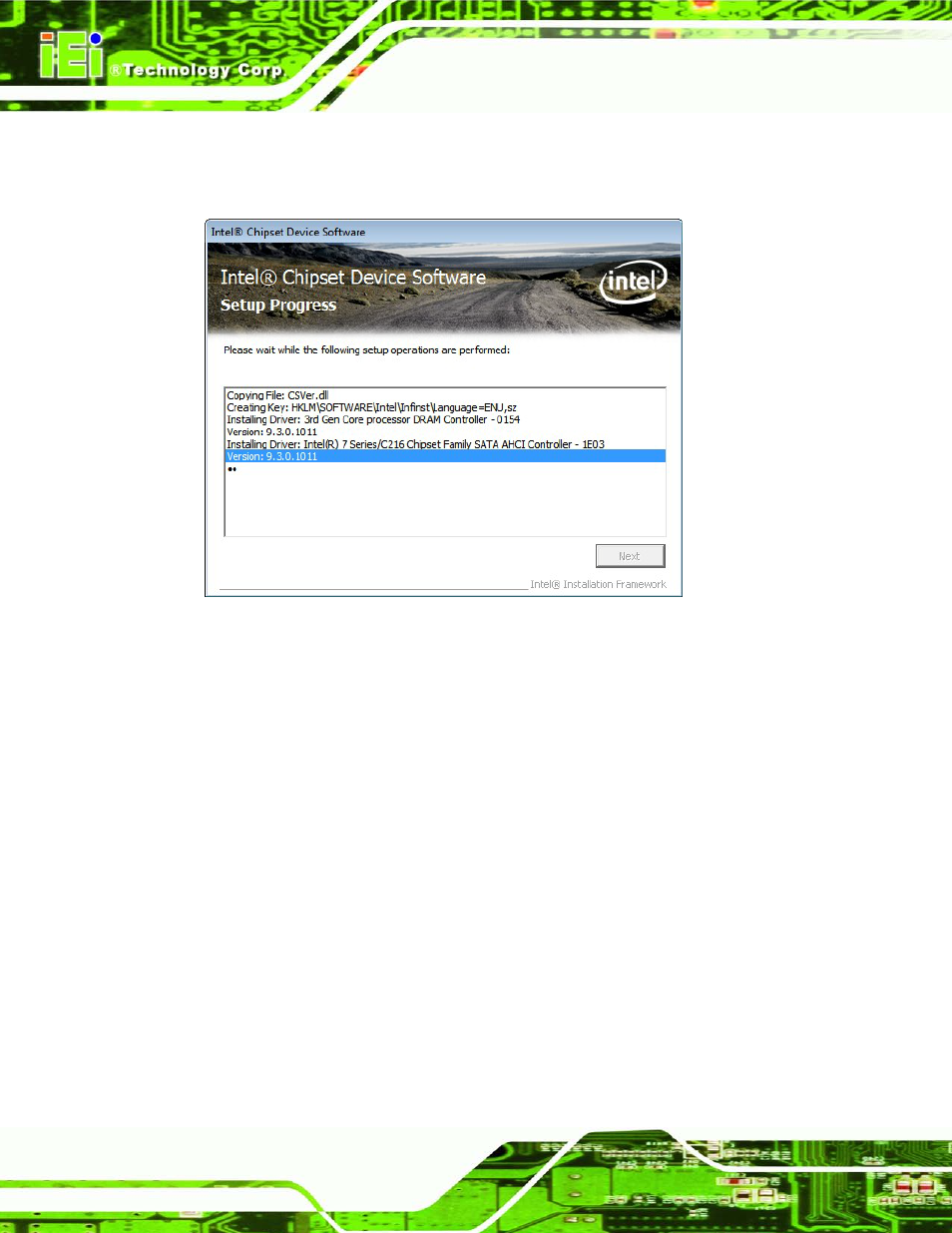 Figure 6-6: chipset driver setup operations | IEI Integration IMB-C2160 User Manual | Page 131 / 205