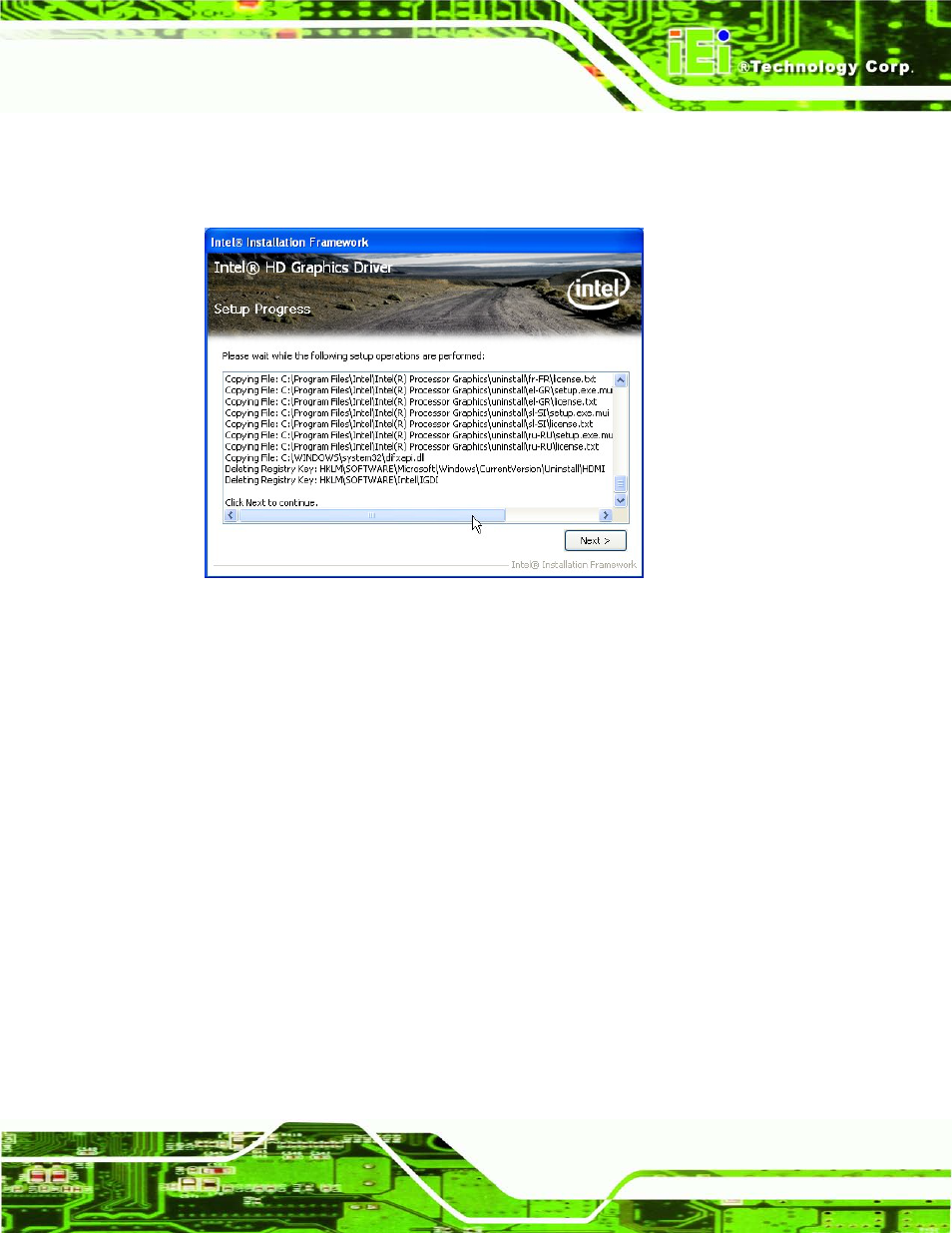 Figure 6-10: graphics driver setup operations | IEI Integration IMB-C2160 User Manual | Page 134 / 205