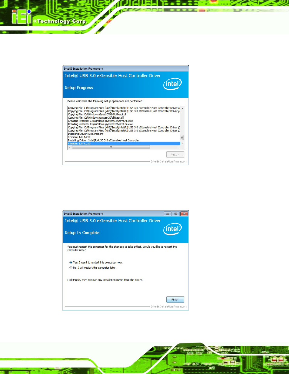 Figure 6-30: usb 3.0 driver setup operations | IEI Integration IMB-C2160 User Manual | Page 147 / 205