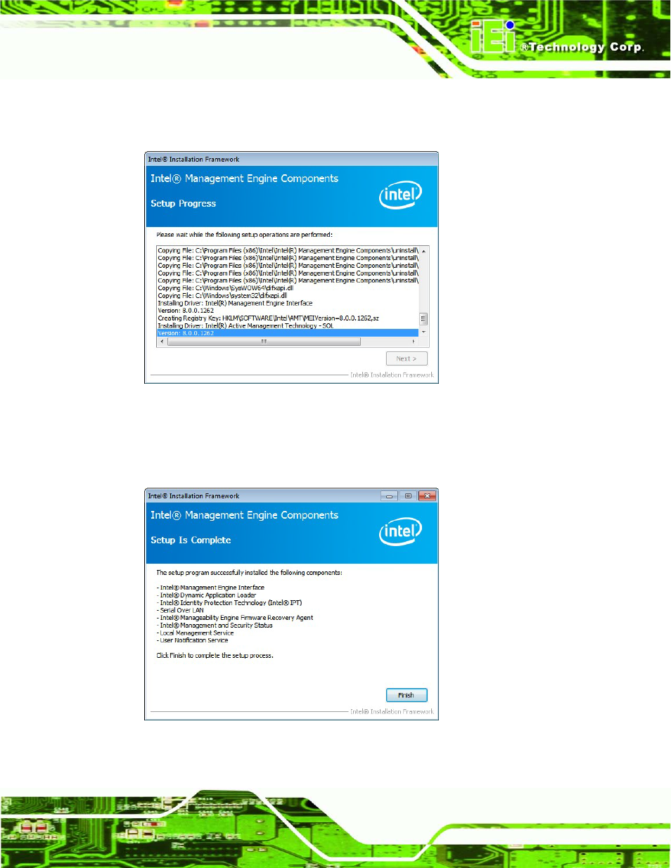 Figure 6-34: intel® me driver setup operations | IEI Integration IMB-C2160 User Manual | Page 150 / 205