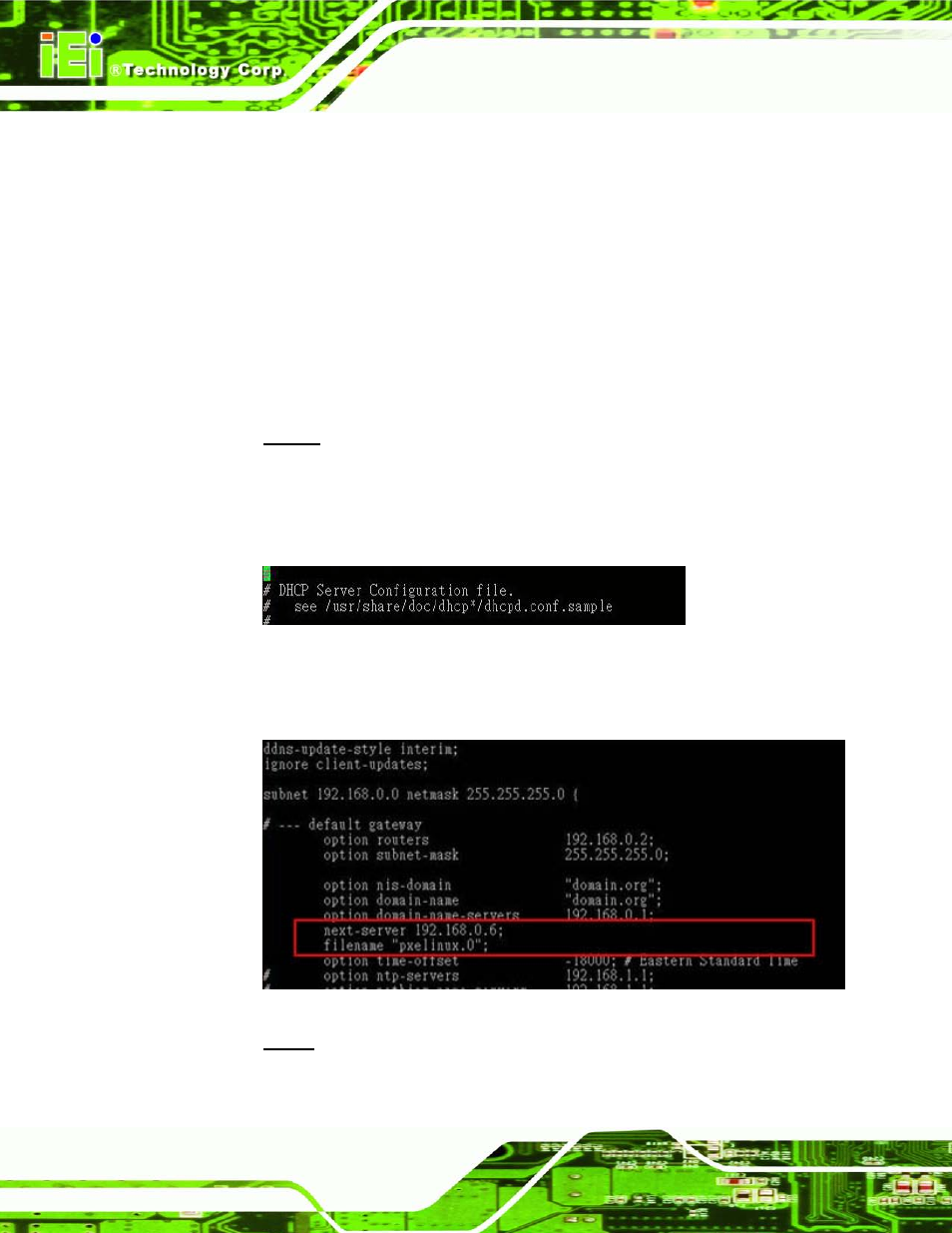 B.6.1 configure dhcp server settings | IEI Integration IMB-C2160 User Manual | Page 185 / 205