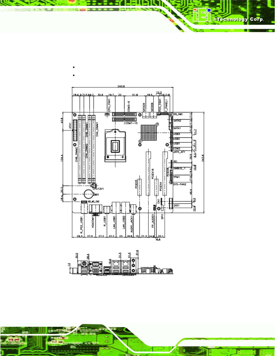 5 dimensions, Imensions, Figure 1-3: imb-c2160 dimensions (mm) | IEI Integration IMB-C2160 User Manual | Page 20 / 205