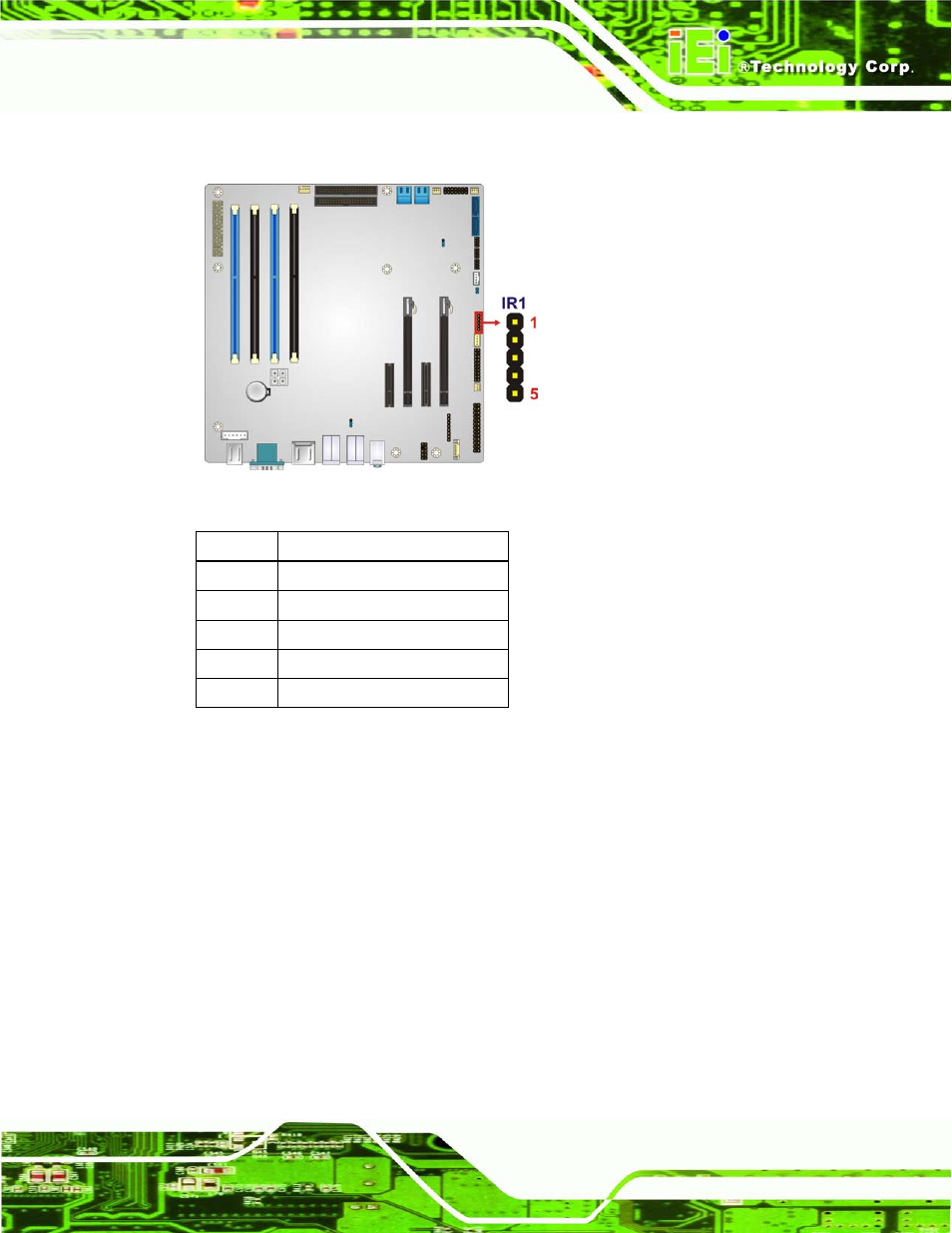 11 keyboard/mouse connector, Figure 3-11: infrared connector location, Table 3-10: infrared connector pinouts | IEI Integration IMB-C2160 User Manual | Page 42 / 205