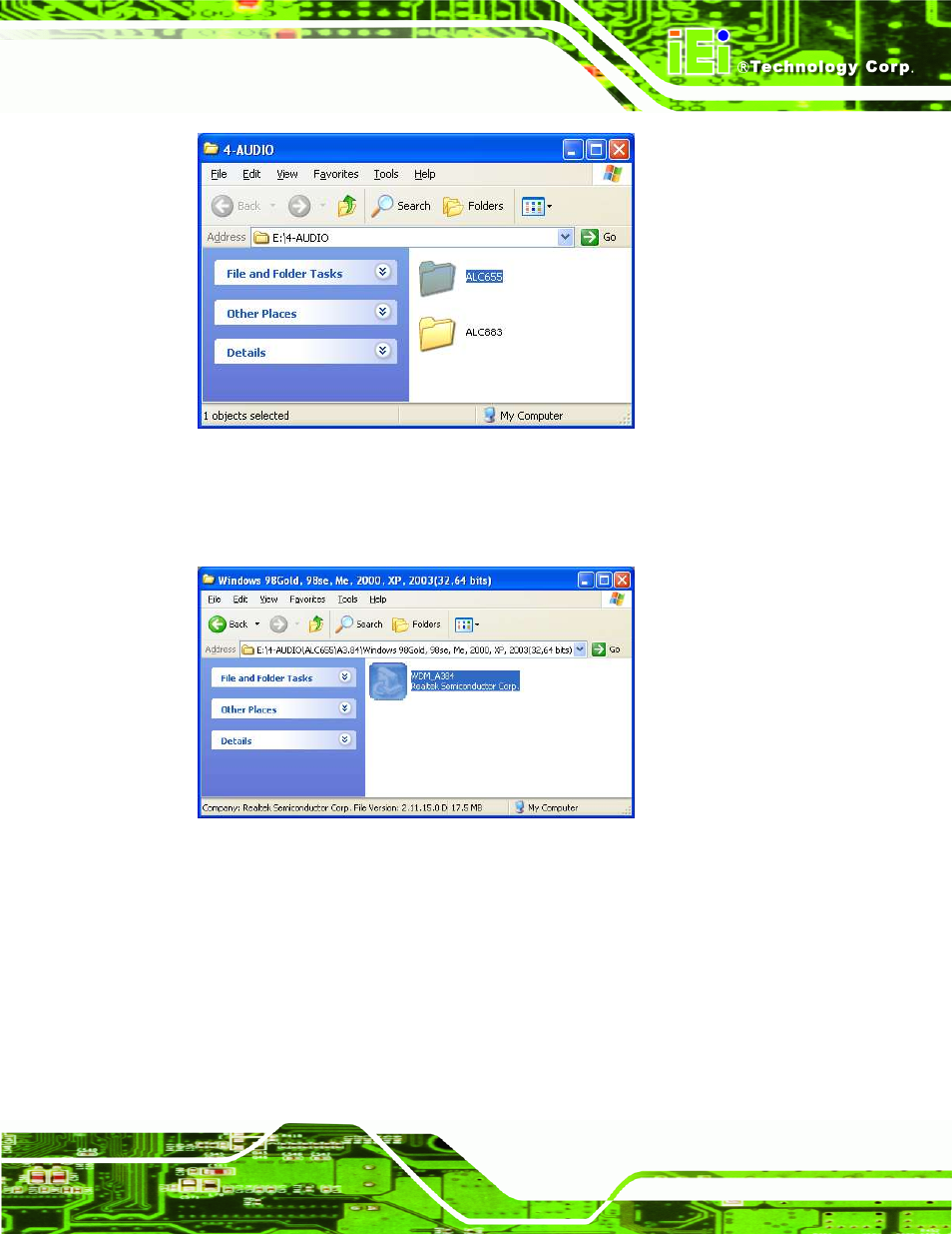 Figure 7-19: select the audio codec, Figure 7-20: locate the setup program icon | IEI Integration IMBA-9454 v4.02 User Manual | Page 175 / 205