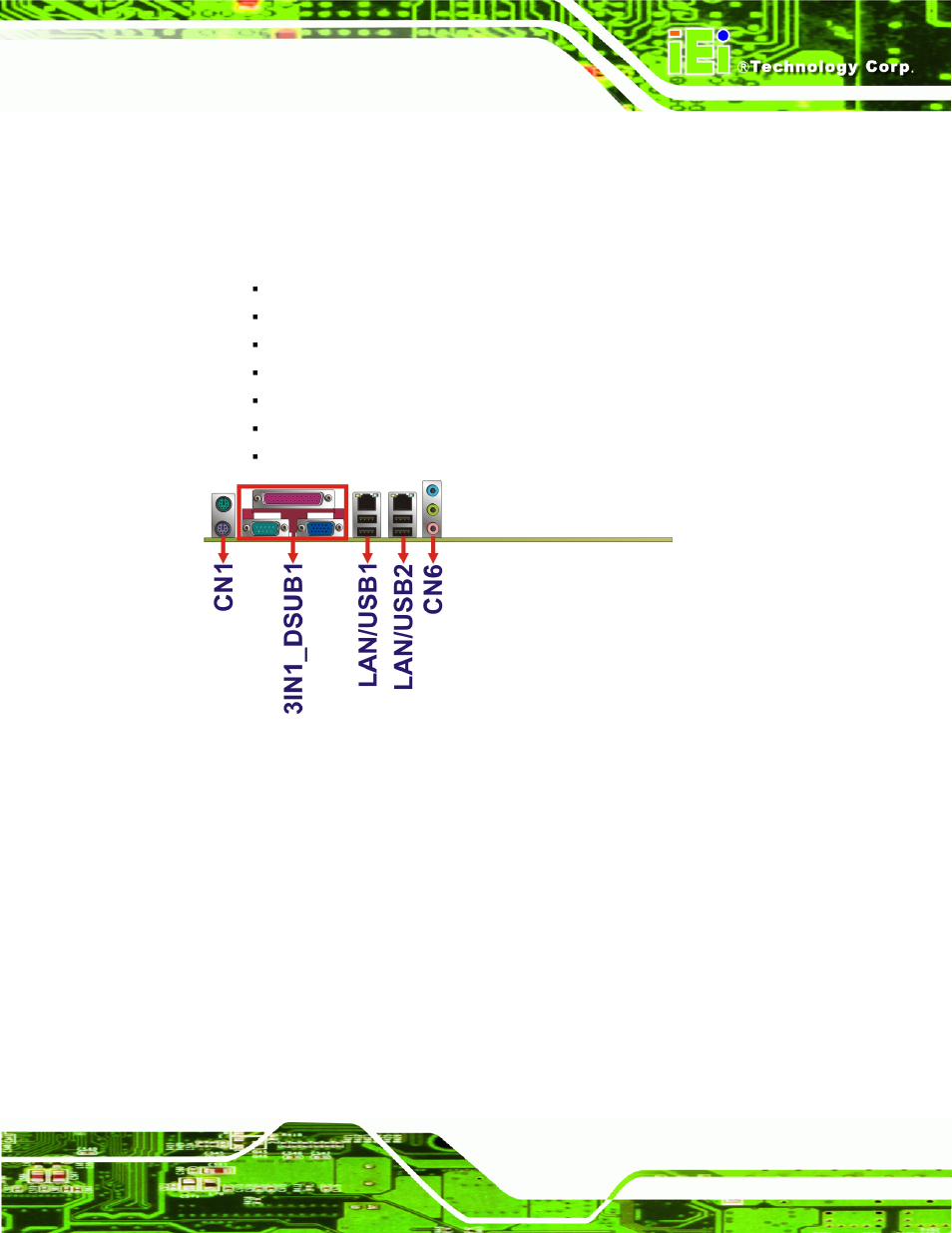 3 external peripheral interface connectors, 1 keyboard/mouse connector, Xternal | Eripheral, Nterface, Onnectors | IEI Integration IMBA-9454 v4.02 User Manual | Page 81 / 205