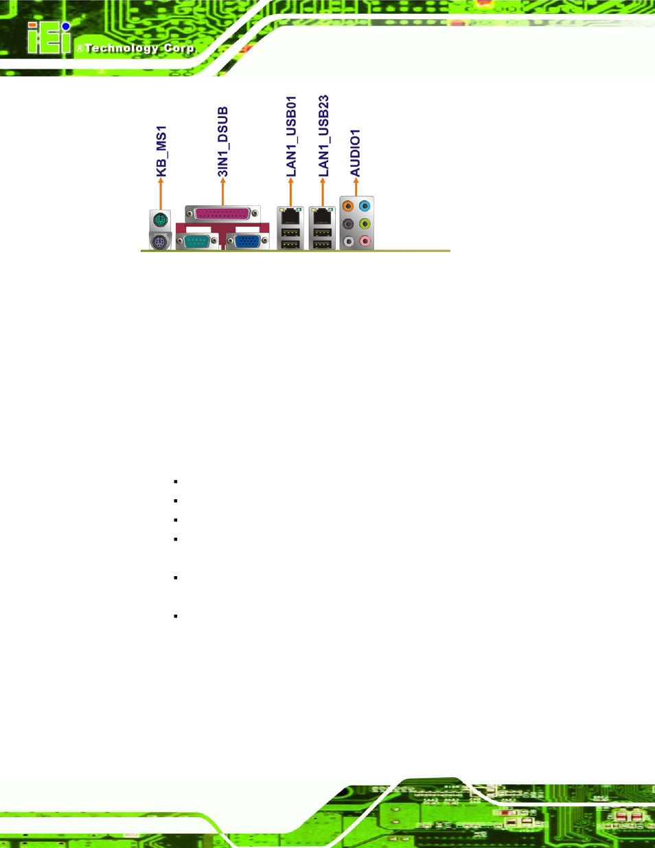 1 audio connector | IEI Integration IMBA-XQ354 v1.00 User Manual | Page 78 / 244