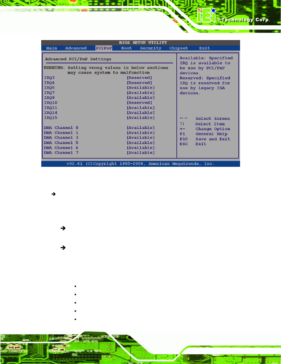 Bios menu 18: pci/pnp configuration | IEI Integration IMBA-XQ354 v1.10 User Manual | Page 153 / 245