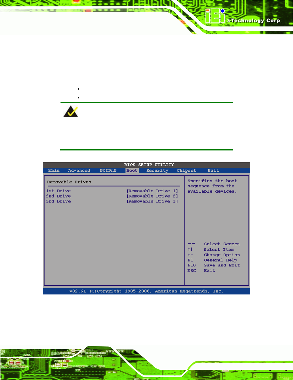 5 removable drives, Bios menu 24: removable drives | IEI Integration IMBA-XQ354 v1.10 User Manual | Page 161 / 245