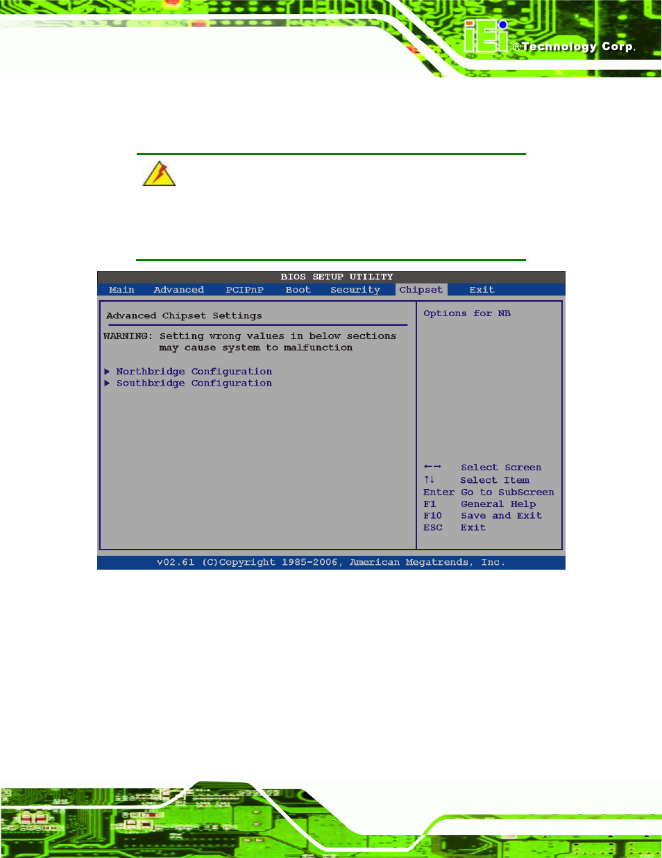 7 chipsets, Hipsets, Bios menu 26: chipset | IEI Integration IMBA-XQ354 v1.10 User Manual | Page 163 / 245