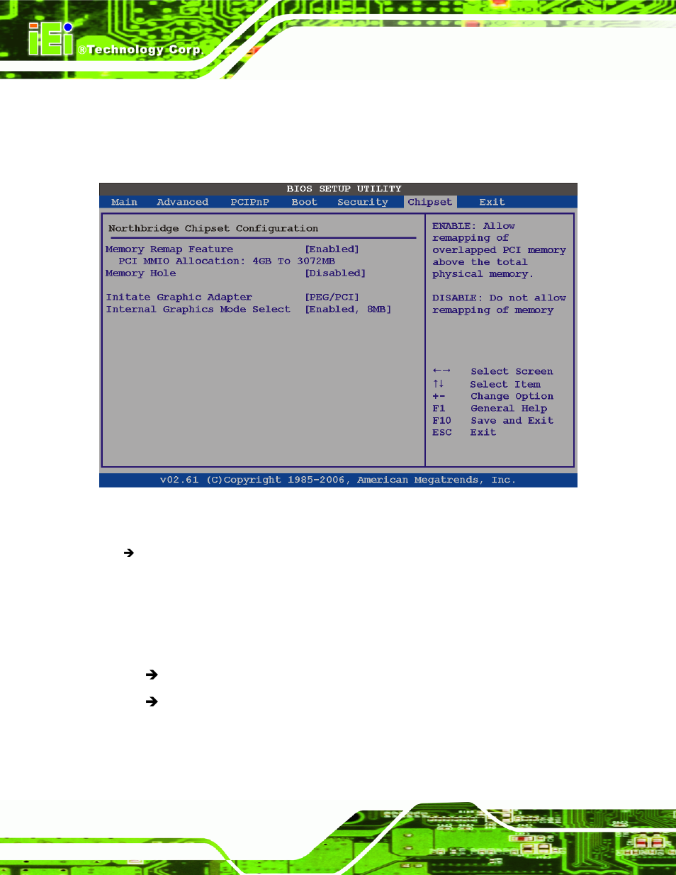 1 northbridge chipset configuration, Bios menu 27:northbridge chipset configuration | IEI Integration IMBA-XQ354 v1.10 User Manual | Page 164 / 245