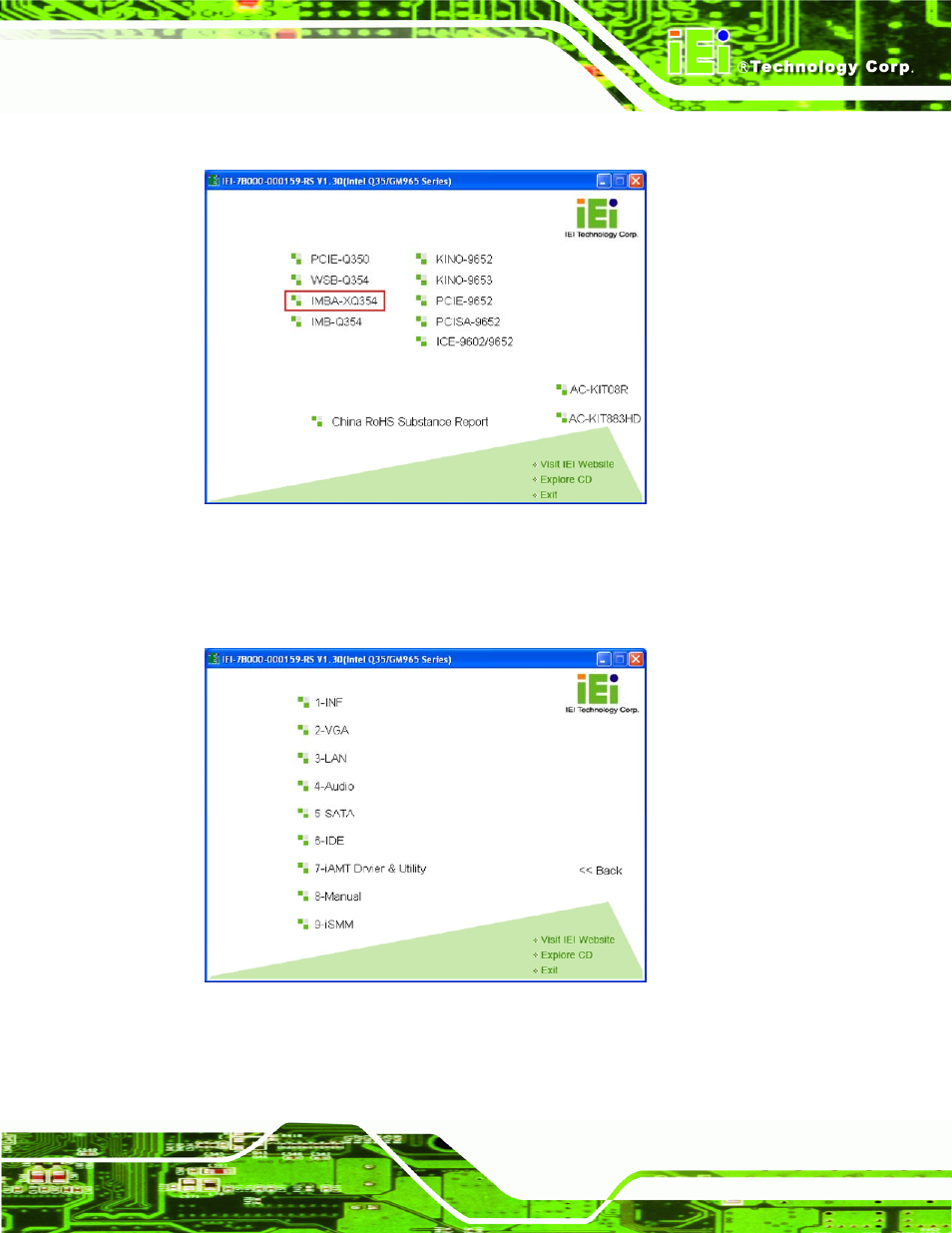 Figure 7-1: start up screen, Figure 7-2: drivers | IEI Integration IMBA-XQ354 v1.10 User Manual | Page 171 / 245