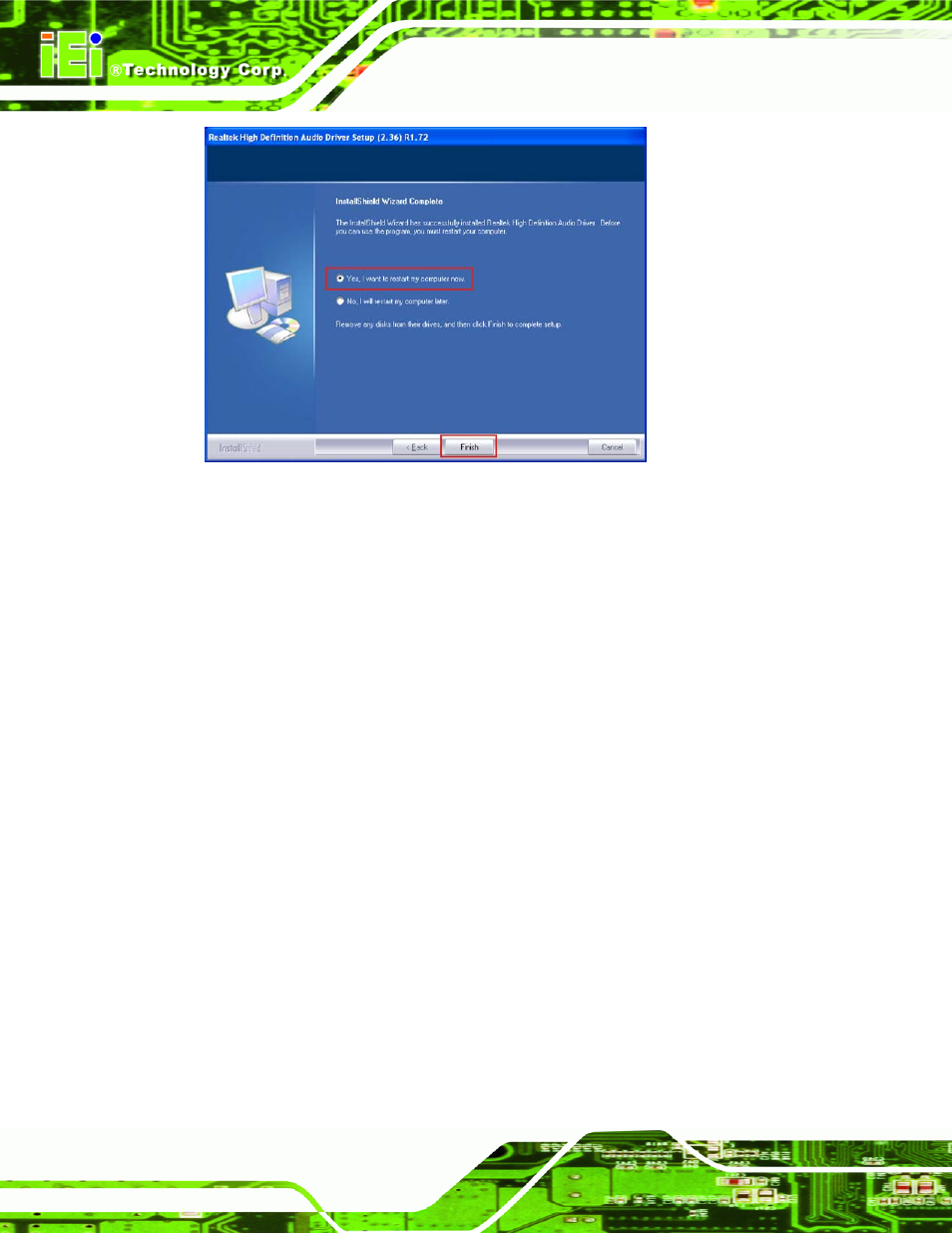 7 intel® matrix storage manager driver, Ntel, Atrix | Torage, Anager, River, Figure 7-23: installation wizard finished, 7 intel, Matrix storage manager driver | IEI Integration IMBA-XQ354 v1.10 User Manual | Page 184 / 245
