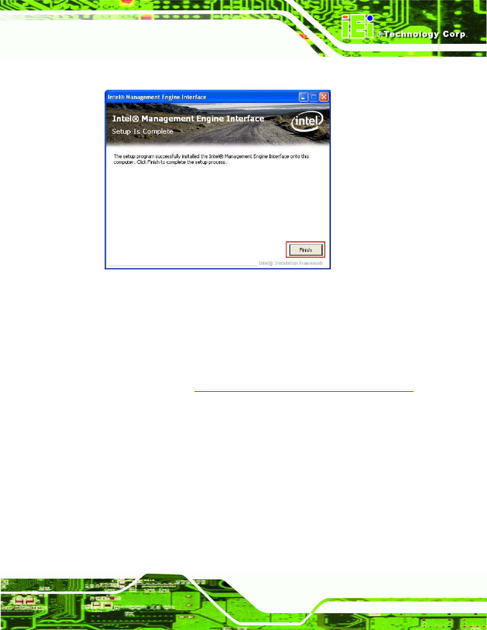 9 intel® amt (sol) driver, Ntel, Sol) | River, Figure 7-37: amt heci driver installation complete | IEI Integration IMBA-XQ354 v1.10 User Manual | Page 193 / 245